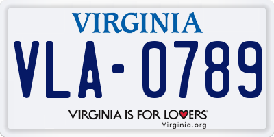 VA license plate VLA0789