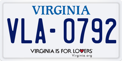 VA license plate VLA0792