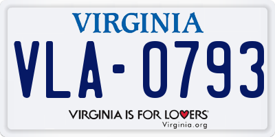VA license plate VLA0793