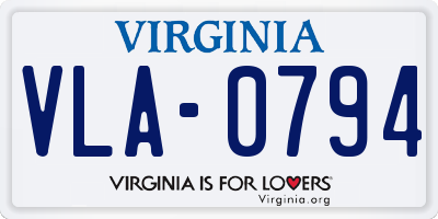 VA license plate VLA0794