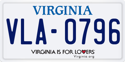 VA license plate VLA0796
