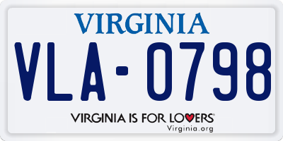 VA license plate VLA0798