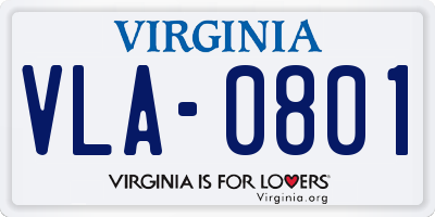 VA license plate VLA0801