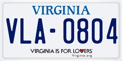VA license plate VLA0804