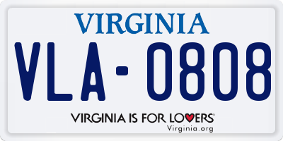 VA license plate VLA0808