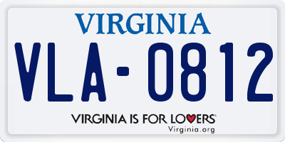 VA license plate VLA0812