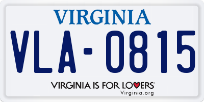 VA license plate VLA0815