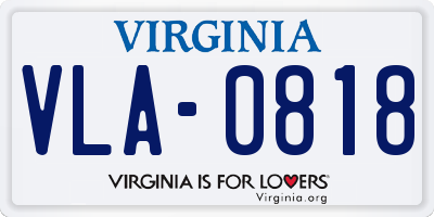 VA license plate VLA0818