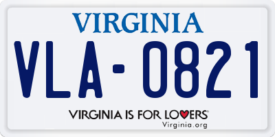 VA license plate VLA0821