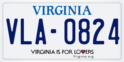 VA license plate VLA0824