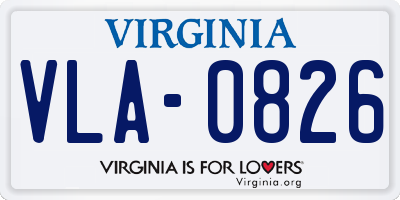 VA license plate VLA0826