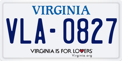 VA license plate VLA0827