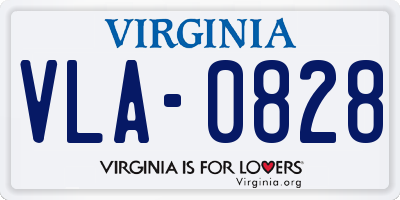 VA license plate VLA0828