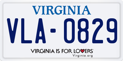 VA license plate VLA0829