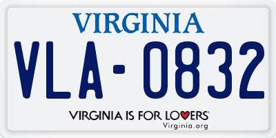VA license plate VLA0832
