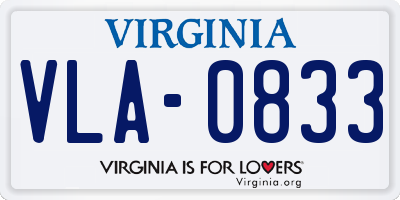 VA license plate VLA0833