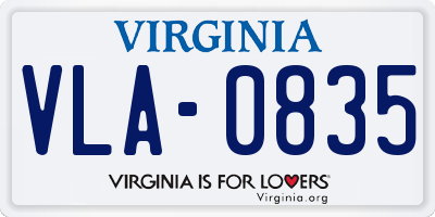 VA license plate VLA0835