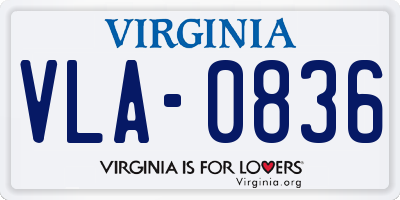 VA license plate VLA0836