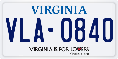 VA license plate VLA0840