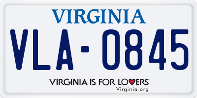 VA license plate VLA0845