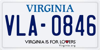 VA license plate VLA0846