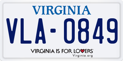 VA license plate VLA0849