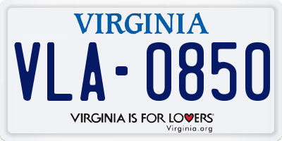 VA license plate VLA0850