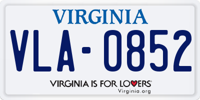 VA license plate VLA0852