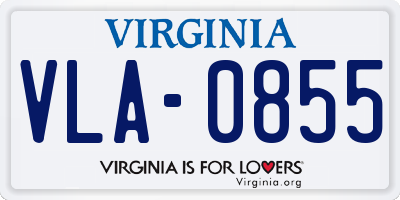 VA license plate VLA0855