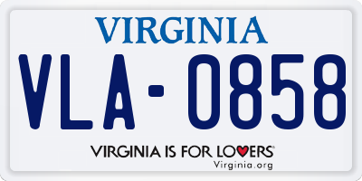 VA license plate VLA0858