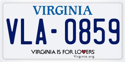 VA license plate VLA0859