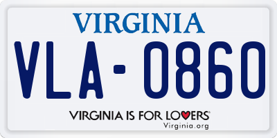 VA license plate VLA0860