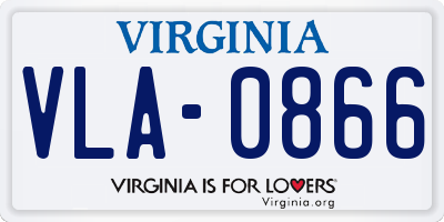 VA license plate VLA0866