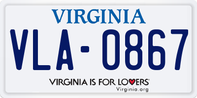 VA license plate VLA0867