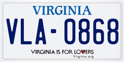VA license plate VLA0868