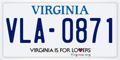 VA license plate VLA0871