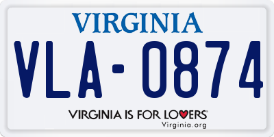 VA license plate VLA0874