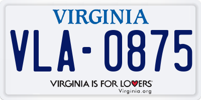 VA license plate VLA0875