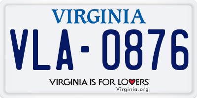 VA license plate VLA0876