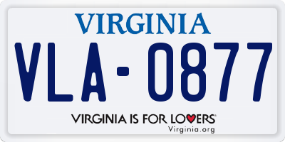 VA license plate VLA0877