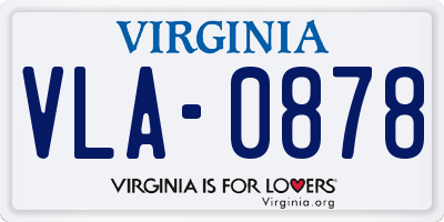 VA license plate VLA0878