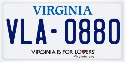 VA license plate VLA0880