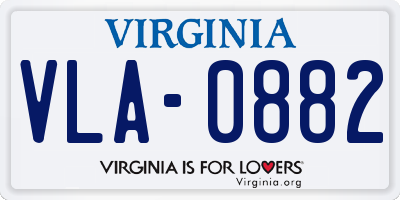 VA license plate VLA0882