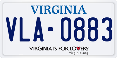VA license plate VLA0883