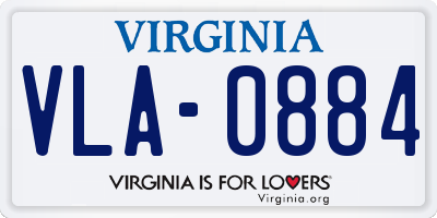 VA license plate VLA0884