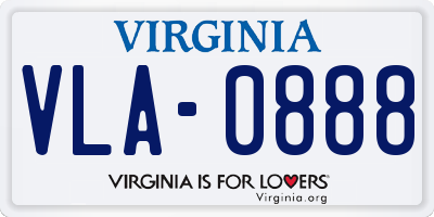 VA license plate VLA0888
