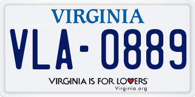 VA license plate VLA0889