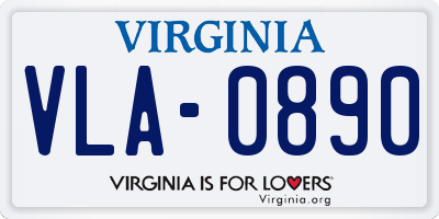 VA license plate VLA0890