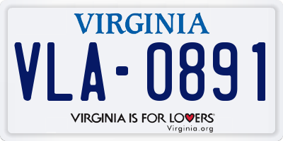 VA license plate VLA0891