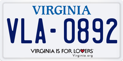 VA license plate VLA0892